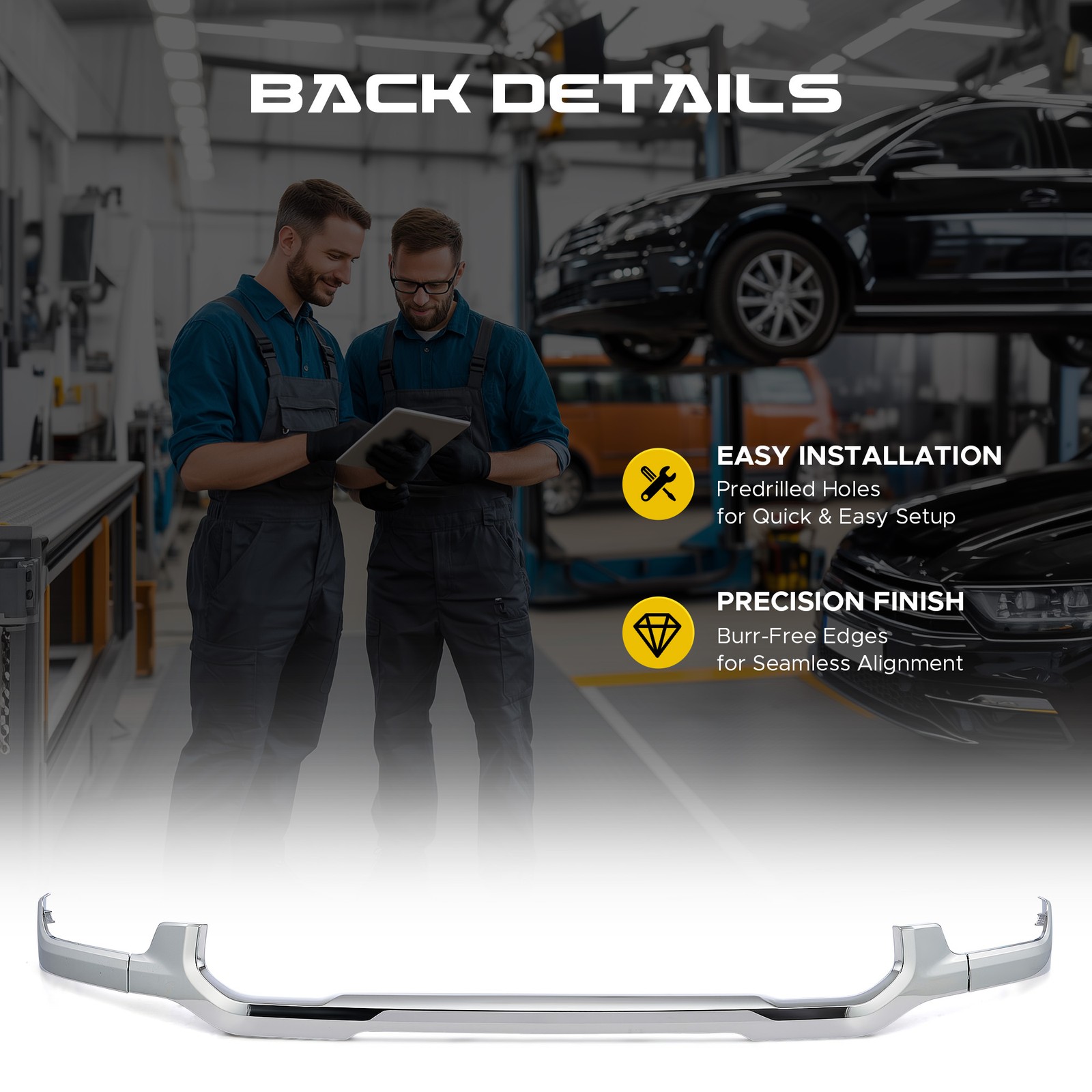 Front Lower Grille Headlight Molding Trim for 2019-2024 Ram 2500 3500 Chrome