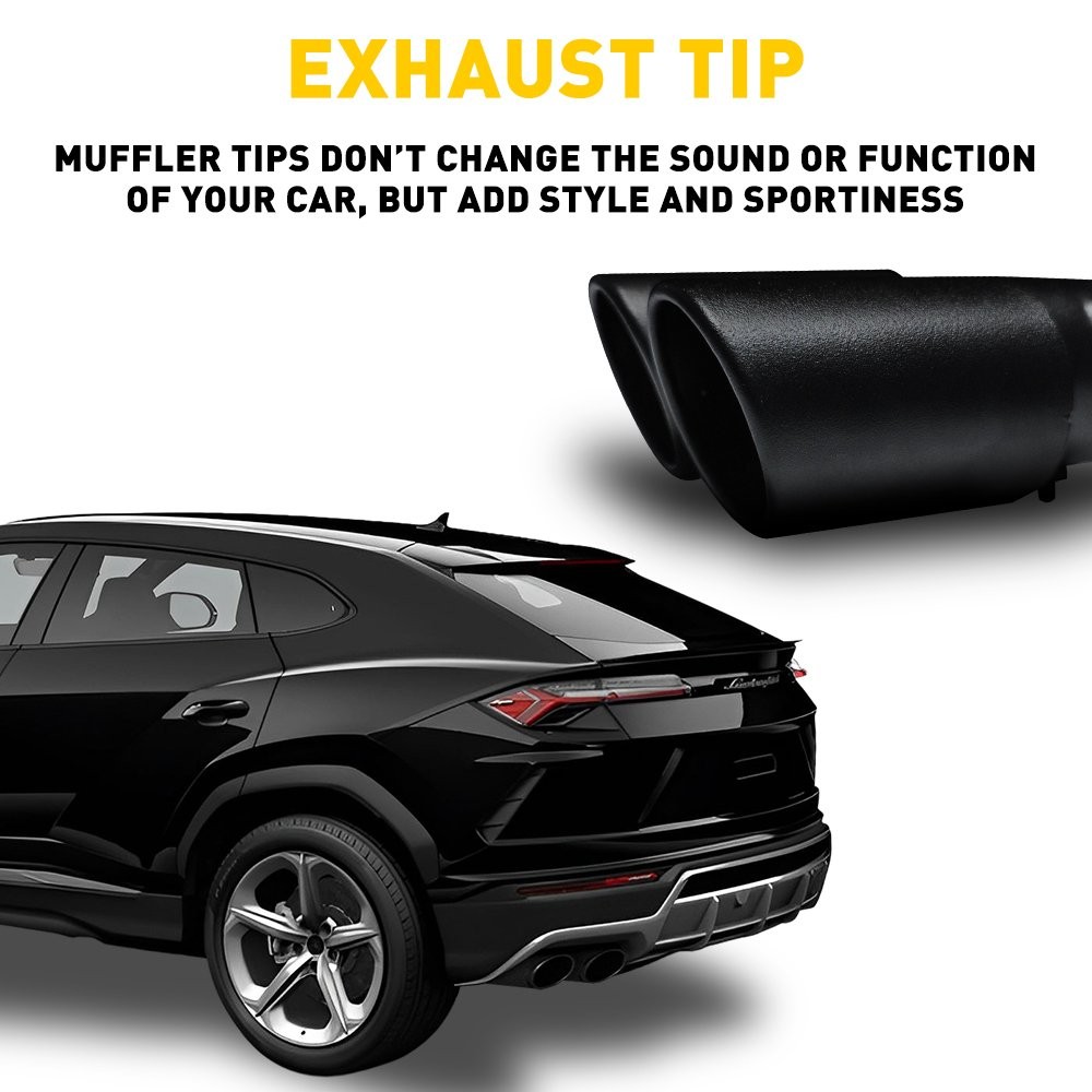 2Set Matte Black Stainless Steel Rear Exhaust Pipe Tail Muffler Tip Round