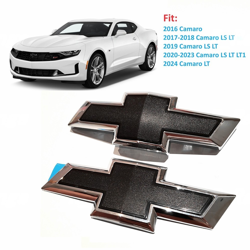2016-2024 Chevrolet Camaro Gen GM Front Rear Chrome Black Bowtie Emblems