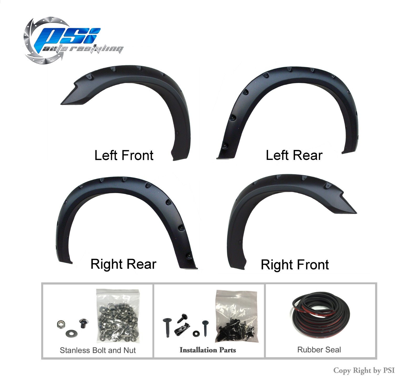 Pocket Bolt Style Fender Flares Paintable Fits Dodge Ram 2500 3500 2010-2018