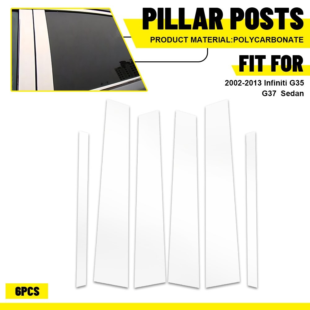 For 2002-13 Infiniti G35 G37 Sedan Chrome Door Pillar Posts Cover Trim 6pcs Set