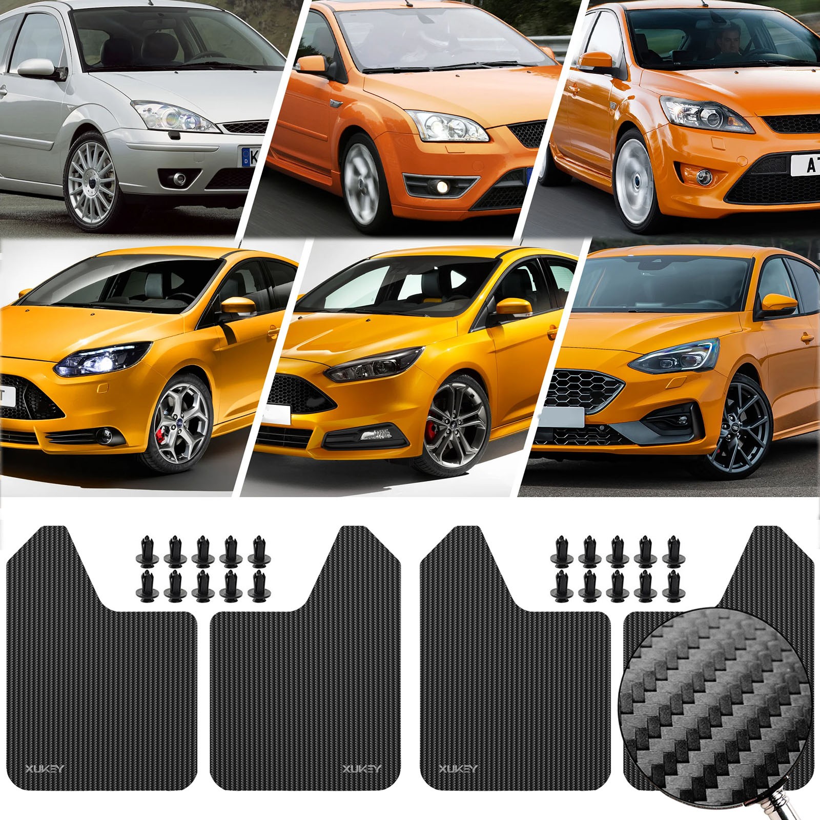 Carbon Fiber Effect Mud Flaps Splash Guards For Ford Focus ST RS Fiesta SE ST170