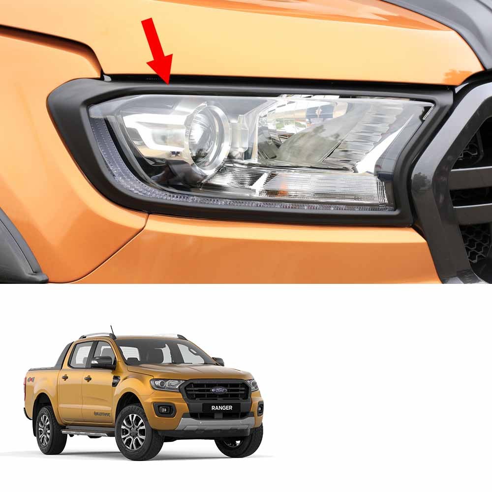 Matte Black Head Lamp Light Cover Trim For Ford Ranger New Wildtrak XLT 2018 19