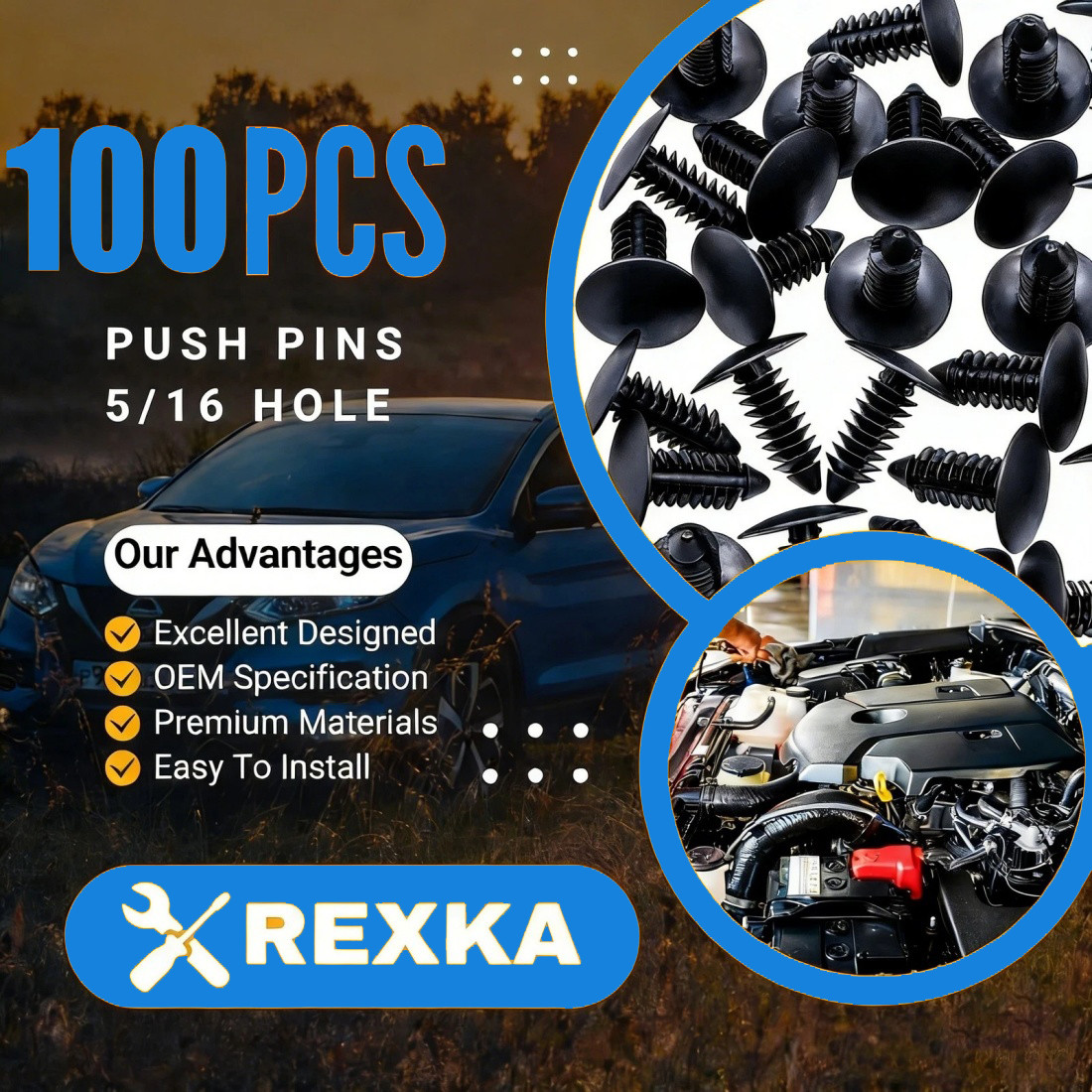 For Subaru 100Pcs Bumper Hood Clips Retainer Rivet Fastener Fender Push Pin US