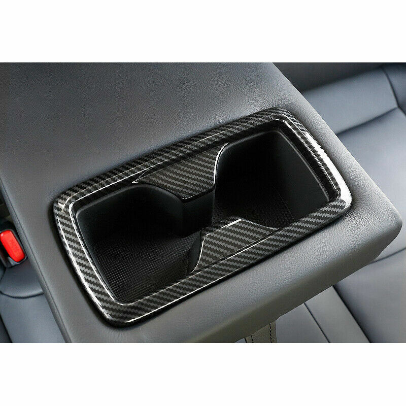Carbon Fiber Look Rear Water Cup Holder Cover Trim For Toyota RAV4 2019-2021