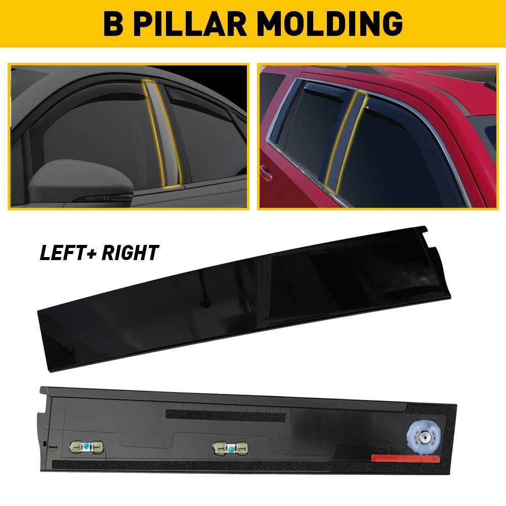 Door Pillar Applique Frame Trim for GMC Yukon 2015 2016 2017 2018 Glossy Black