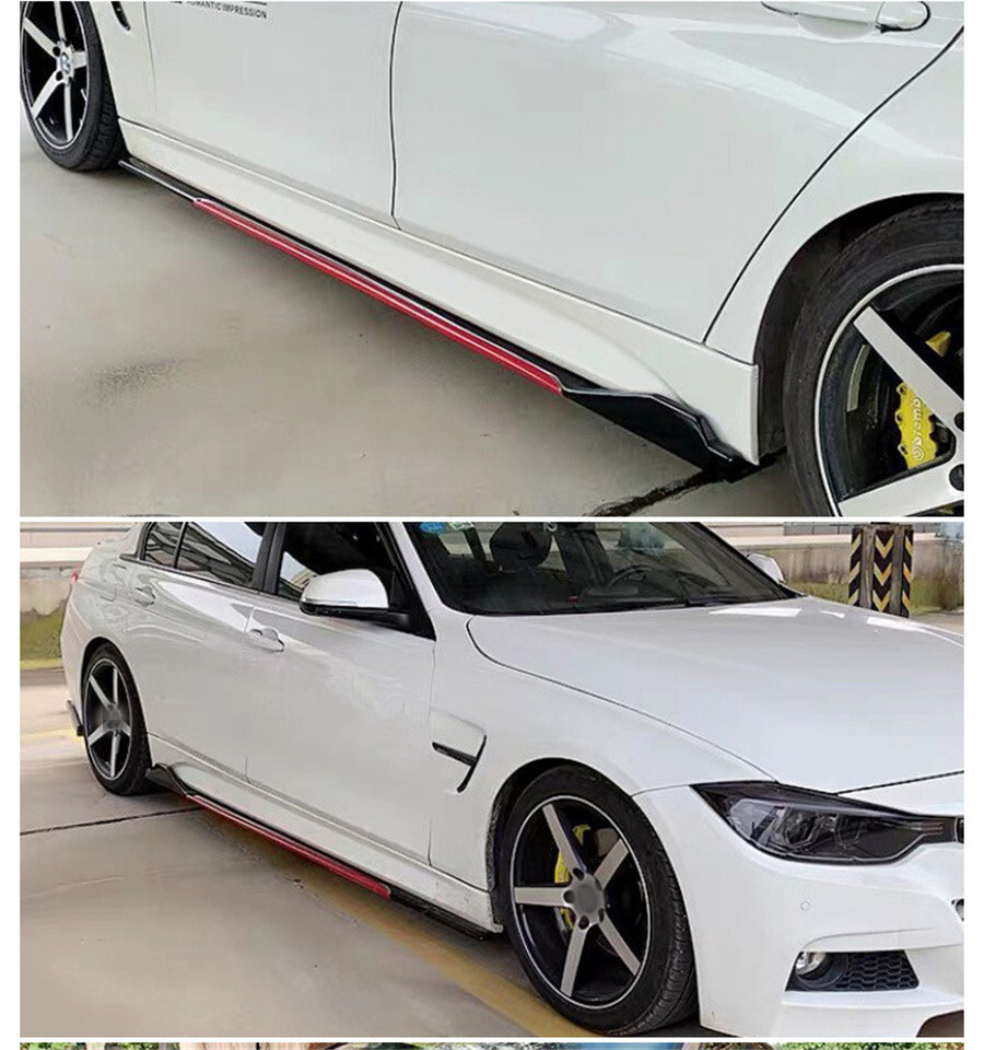 86.6″ Cuttable Car Side Skirt Extensions Rocker Panel Lip Splitters Black + Red