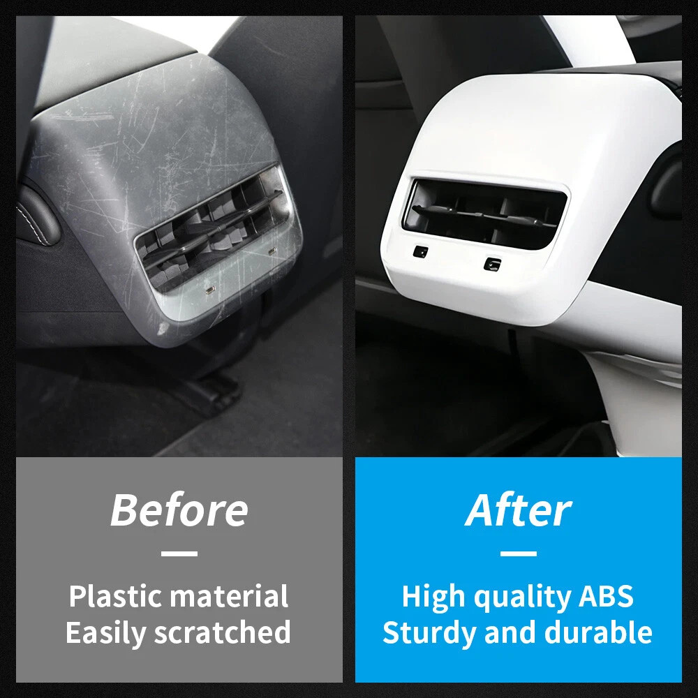 White Accessories Rear AC Air Vent Overlay Trim Cover For 17-23 Tesla Model 3 /Y