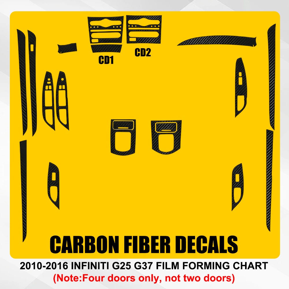 3D Carbon Fiber Look DIY Trim PVC Stickers For 2010-2016 Infiniti G25 G37 4-Door