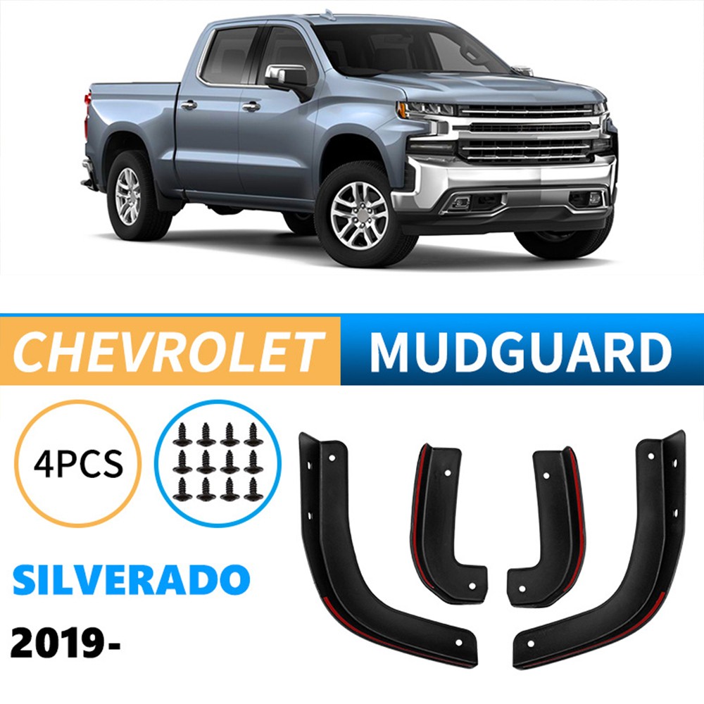 4Pcs Mud Flap Delete Covers Fit for 2019-2026 Chevy Silverado 1500 Black ABS