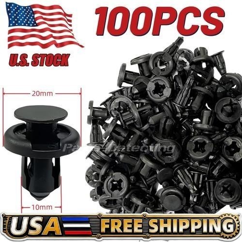 100Pcs Bumper Clips Hood Fender Push Rivets Retainer Fasteners For Honda W