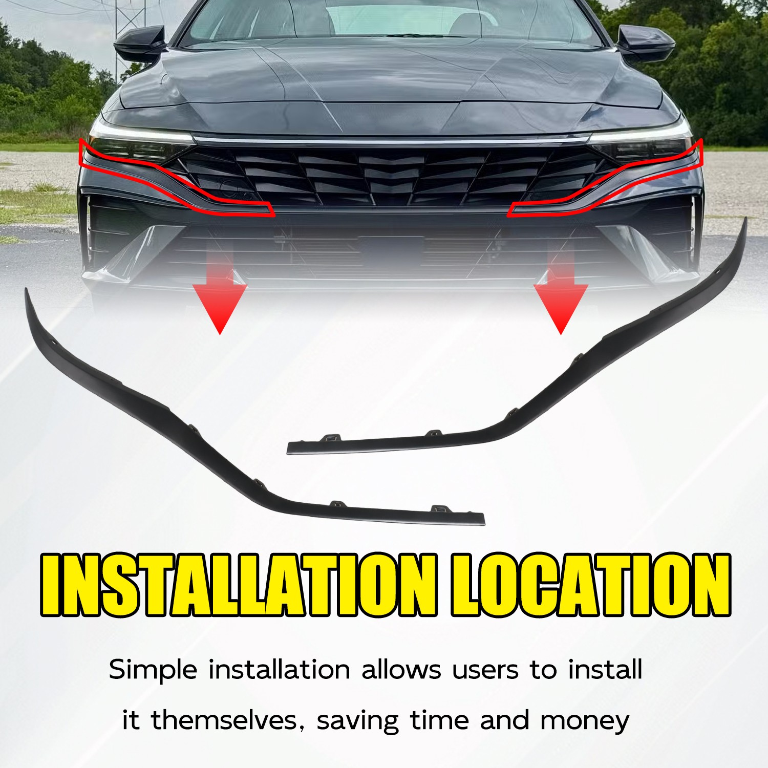 New Front Left&Right Side Bumper Trim for 25 Hyundai Elantra 17897039 17899355