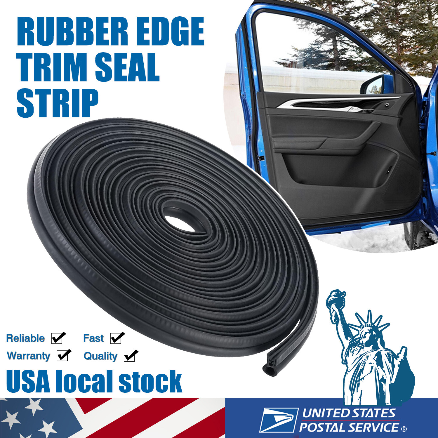 157″ Black U Shape EPDM Rubber Seal With Top Bulb for car for home Universal
