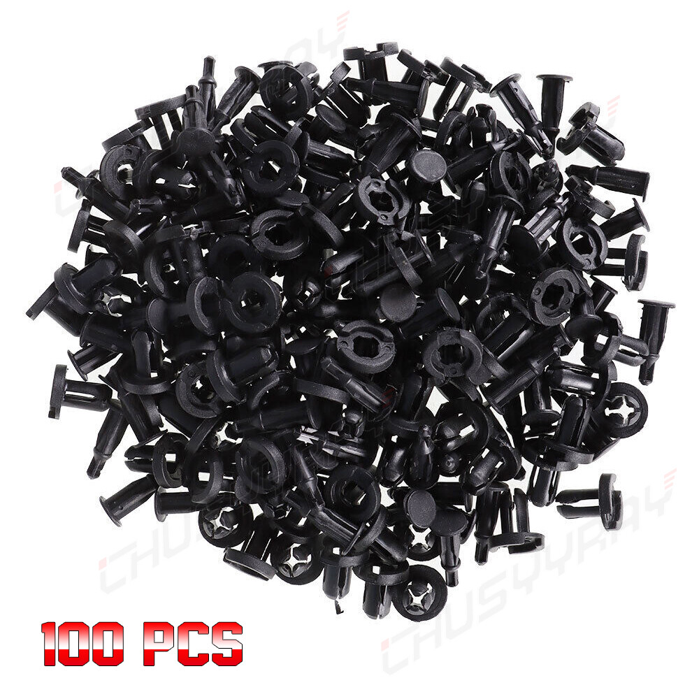 100pcs/Set Plastic Rivet Car Fender Bumper Push Pin Clips 10mm Hole For Honda