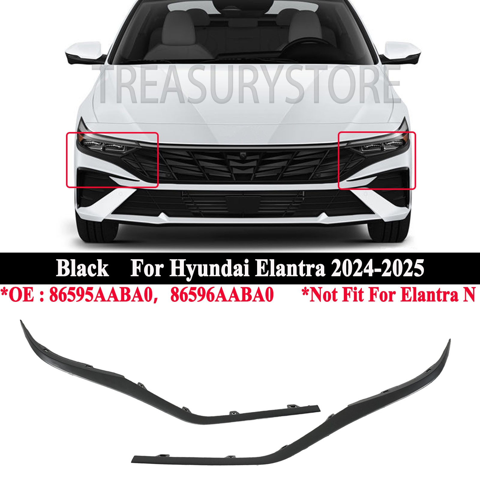 For Hyundai Elantra 2024-2025 Left&Right Side Front Bumper Lower Trim Molding
