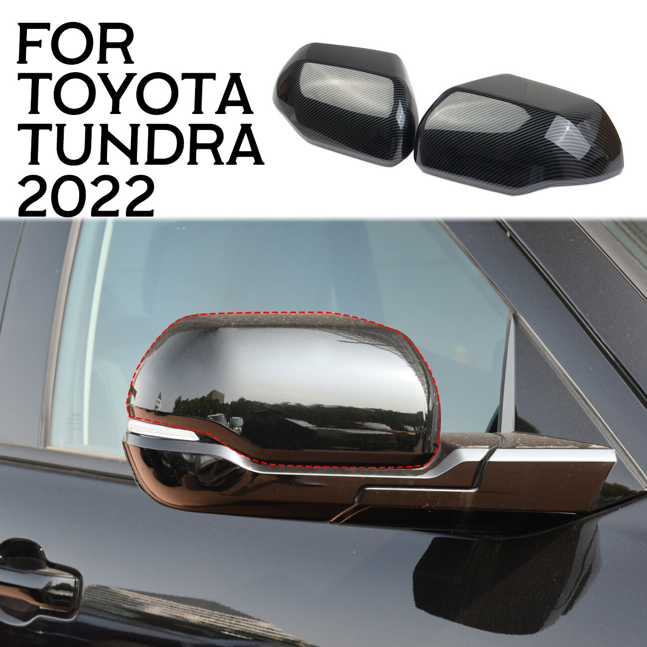 For Toyota Tundra / Sequoia Carbon Fiber Side Rearview Mirror Guard Cover Trim