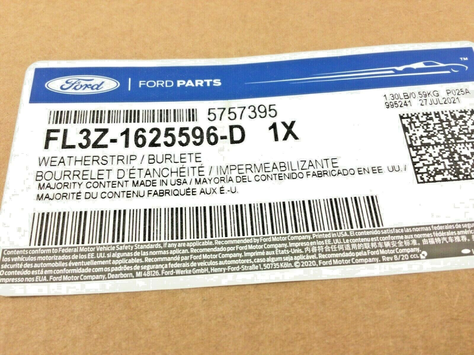 Ford F-150 F-250 F-350 right hand rear Door Window Outer Belt Molding new OEM