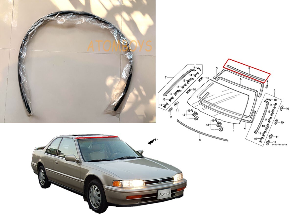 FOR HONDA ACCORD SEAL RUBBER WEATHERSTRIP Molding Front WINDSHIELD UPPER 94 95