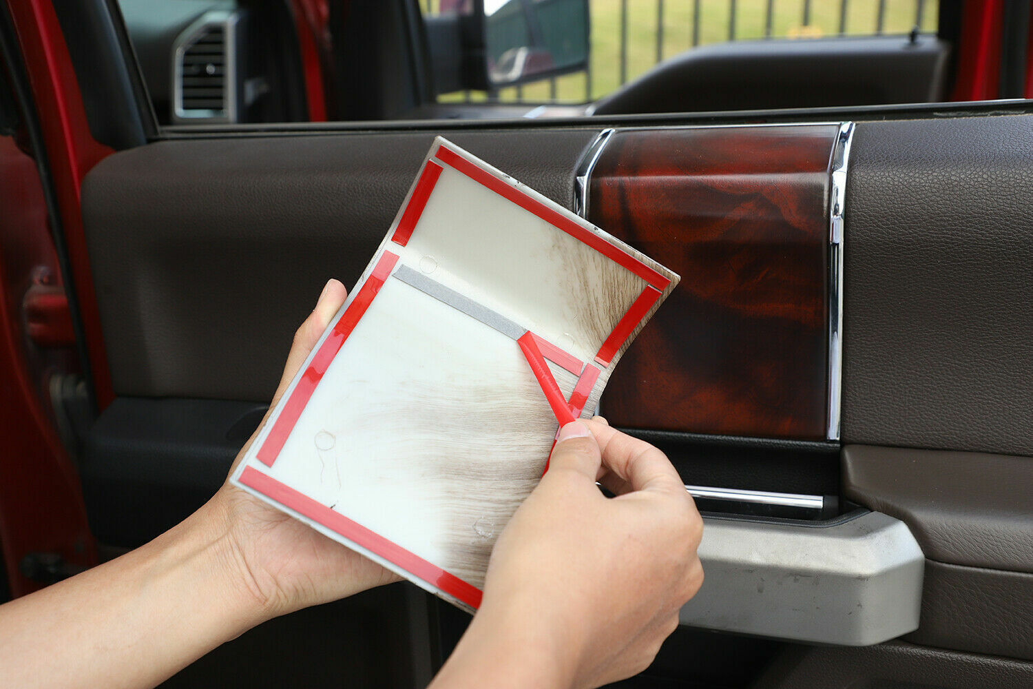 Interior Door Handle Panel Trim Cover For Ford F150 15-20 Wood Grain Accessories