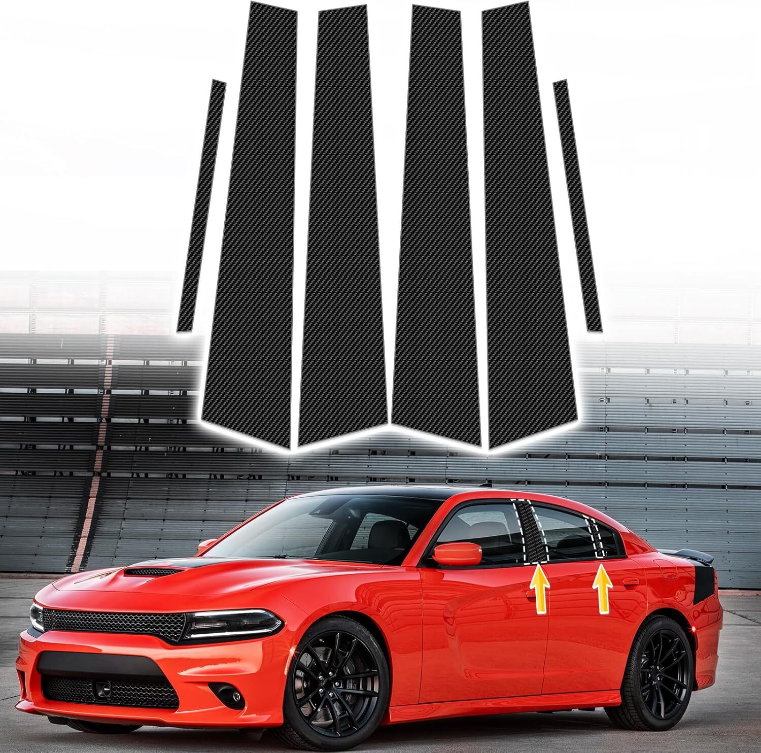 Carbon Fiber Look Car Door Window Pillar Post Trims For Dodge Charger 2011-2021
