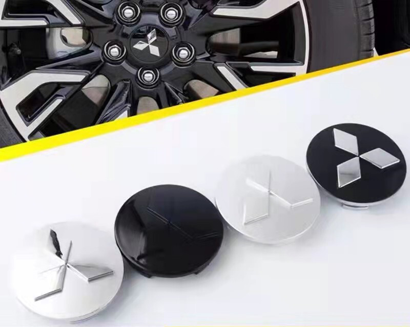4Pcs 60mm Black Silver Wheel Cap Badge Hub Cover For Mitsubishi Logo Original