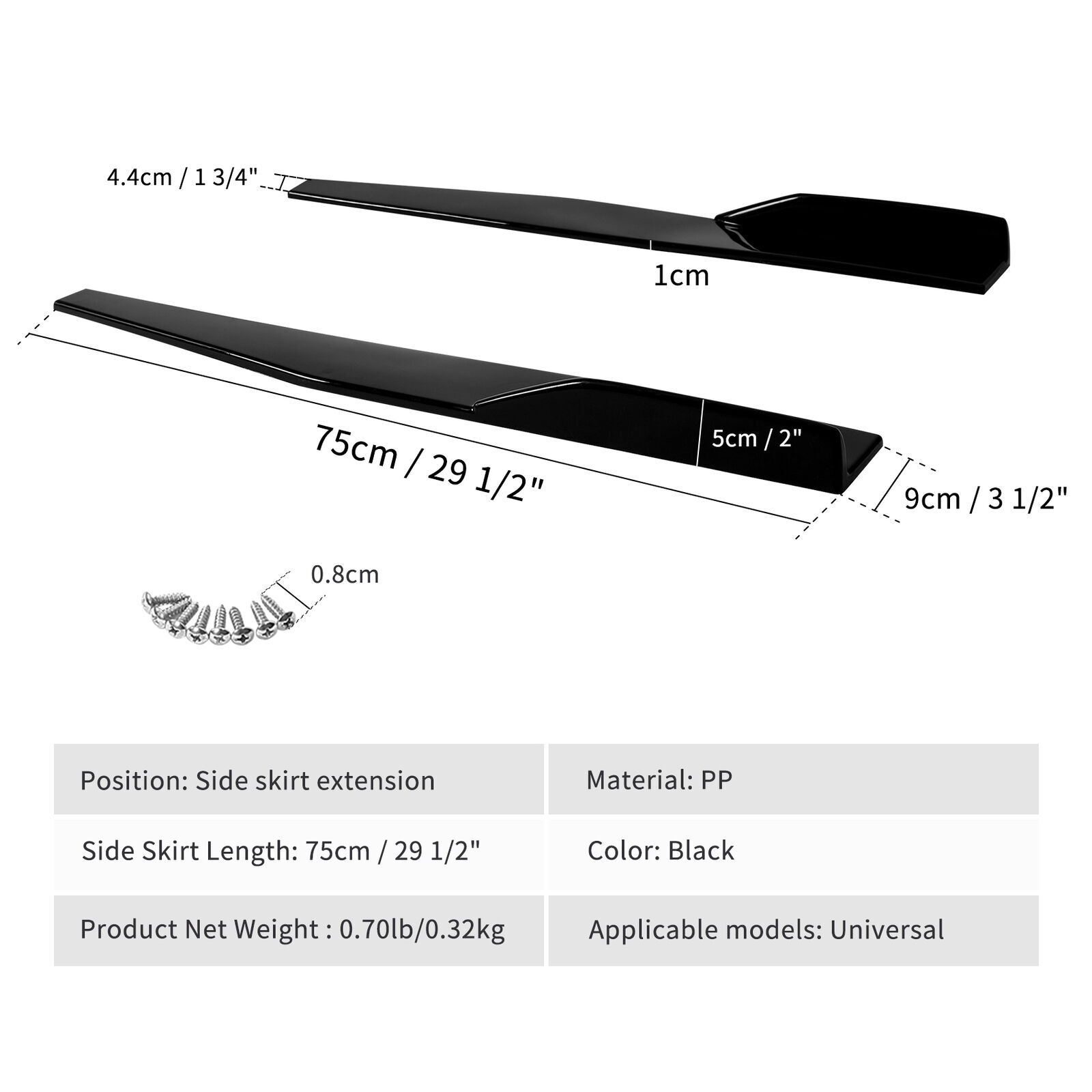 For 12-17 Hyundai Accent Front Bumper Lip Spoiler+Side Skirt+Rear Lip+Strut Rods