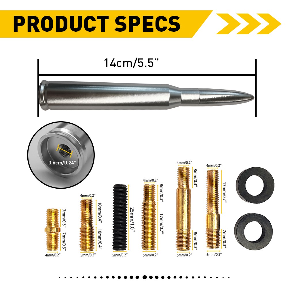 BULLET ANTENNA for DODGE RAM 1500 RAPTOR BRONCO FORD F150 TRUCK 50 CAL CALIBER