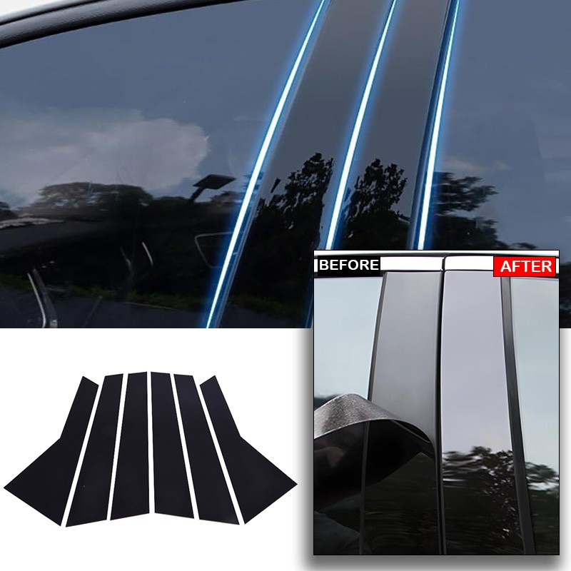 6Pcs Glossy Black Pillar Posts Covers Door Trim For Range Rover Sport 2014-2022