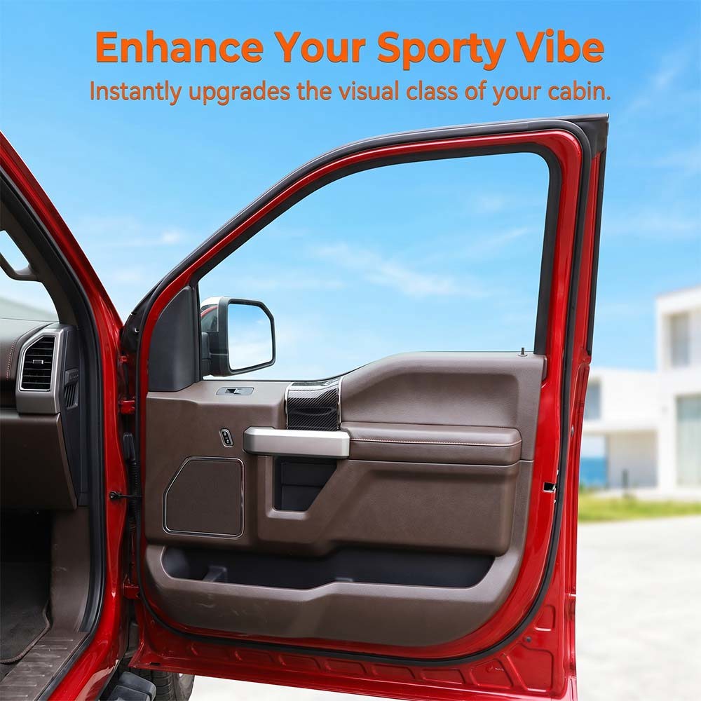 Interior Door Handle Panel Cover Top Trim Bezel For Ford F150 2015+Carbon Fiber