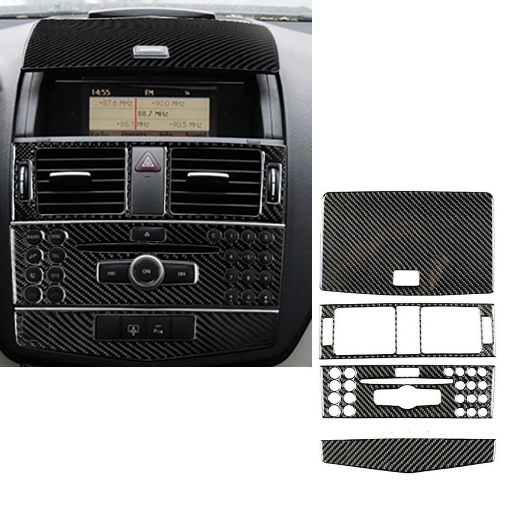 4x Carbon Fiber Center Console Interior Trim Set For Benz C-Class W204 2007-10 A