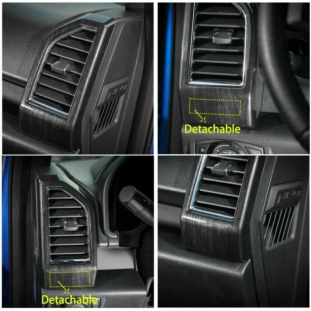 Dashboard Air Condition Outlet Vent AC Cover For Ford F150 15+ Black Wood Grain