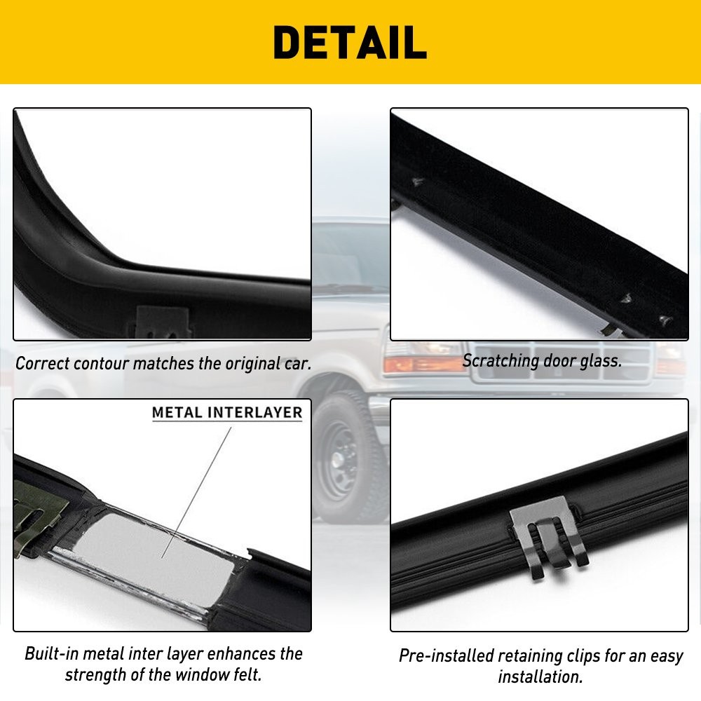4PC New Weatherstrip Window Moulding Trim Seal Belts Kit For 1987-1997 Ford F150