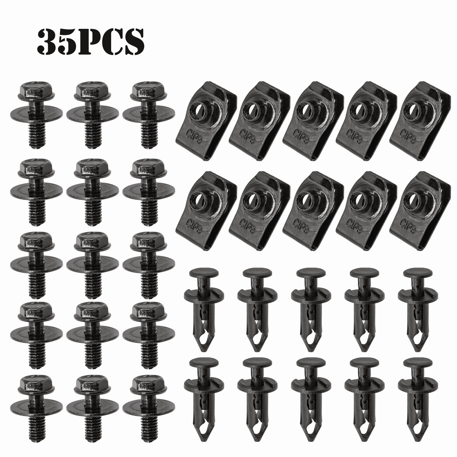 For Ford Truck Body Bolts & U-nut Clips – M6 35pcs Engine Cover Undertray Screws