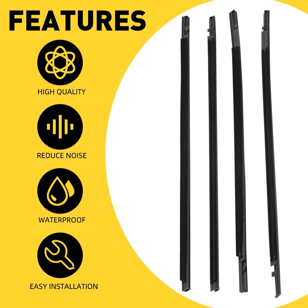 For Honda Civic Sedan 2016-2019 Weatherstrip Window Moulding Trim Seal Belt 4X
