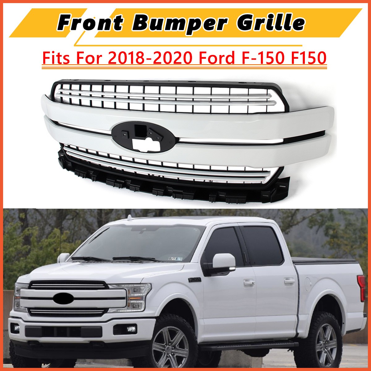 Front Bumper Grille Oxford White GrillFor 2018 2019 2020 Ford F-150 F150 Limited