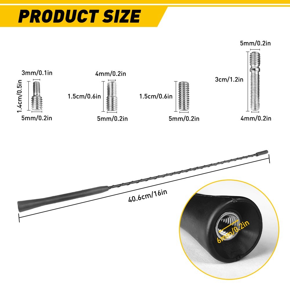 1-10 16″ Radio AM/FM Roof Antenna Mast W/Screws for Toyota Corolla Copper+Rubber