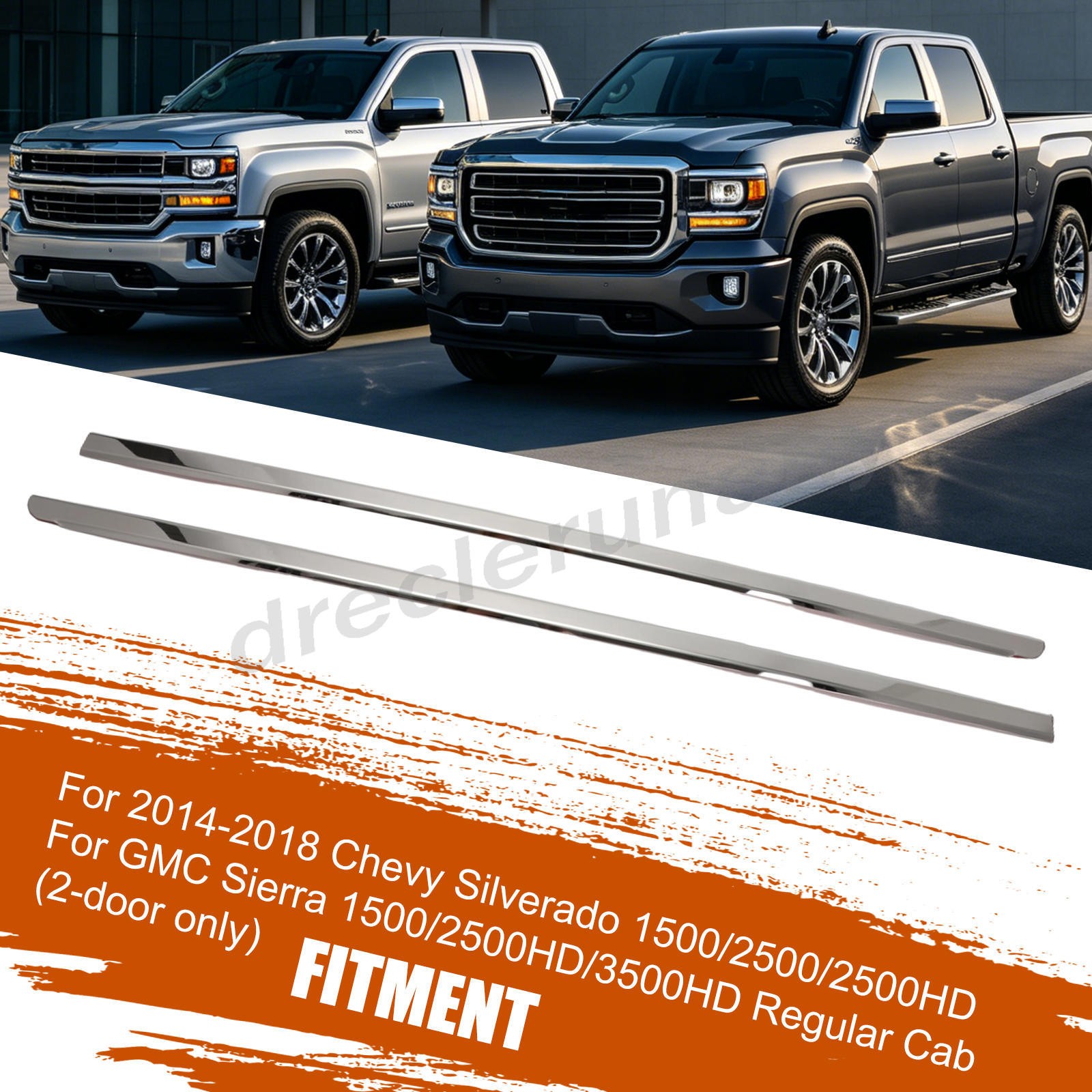 For 2014-2018 Chevy/GMC Silverado/Sierra Regular Cab 2X Window Sill Trim Molding
