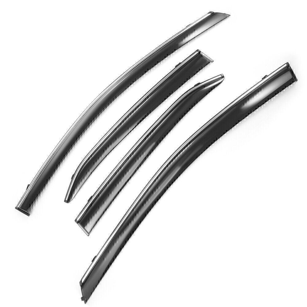 For 2018-2020 Toyota Camry JDM Window Visors Clip-on Chrome Trim Sun Rain Guards