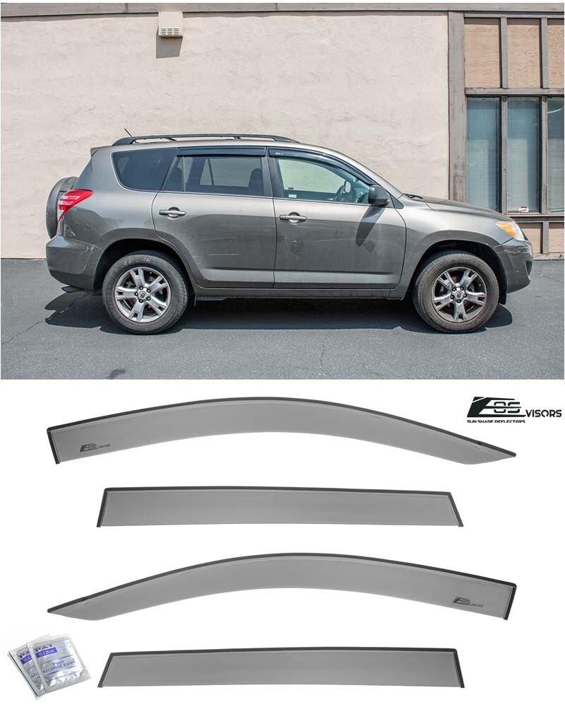EOS Visors For 06-12 Toyota Rav4 JDM Tape-On Side Window Vent Rain Deflectors