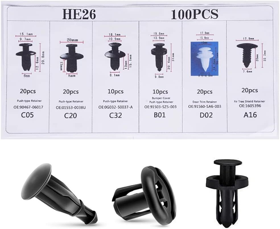 104pcs Car Body Plastic Trim Retainer Fastener Clips Push Pin Fender Bumper US