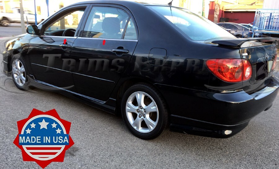 fit: 2003-2008 Toyota Corolla Cover Window Sill Trim Stainless Sticker 4Pc