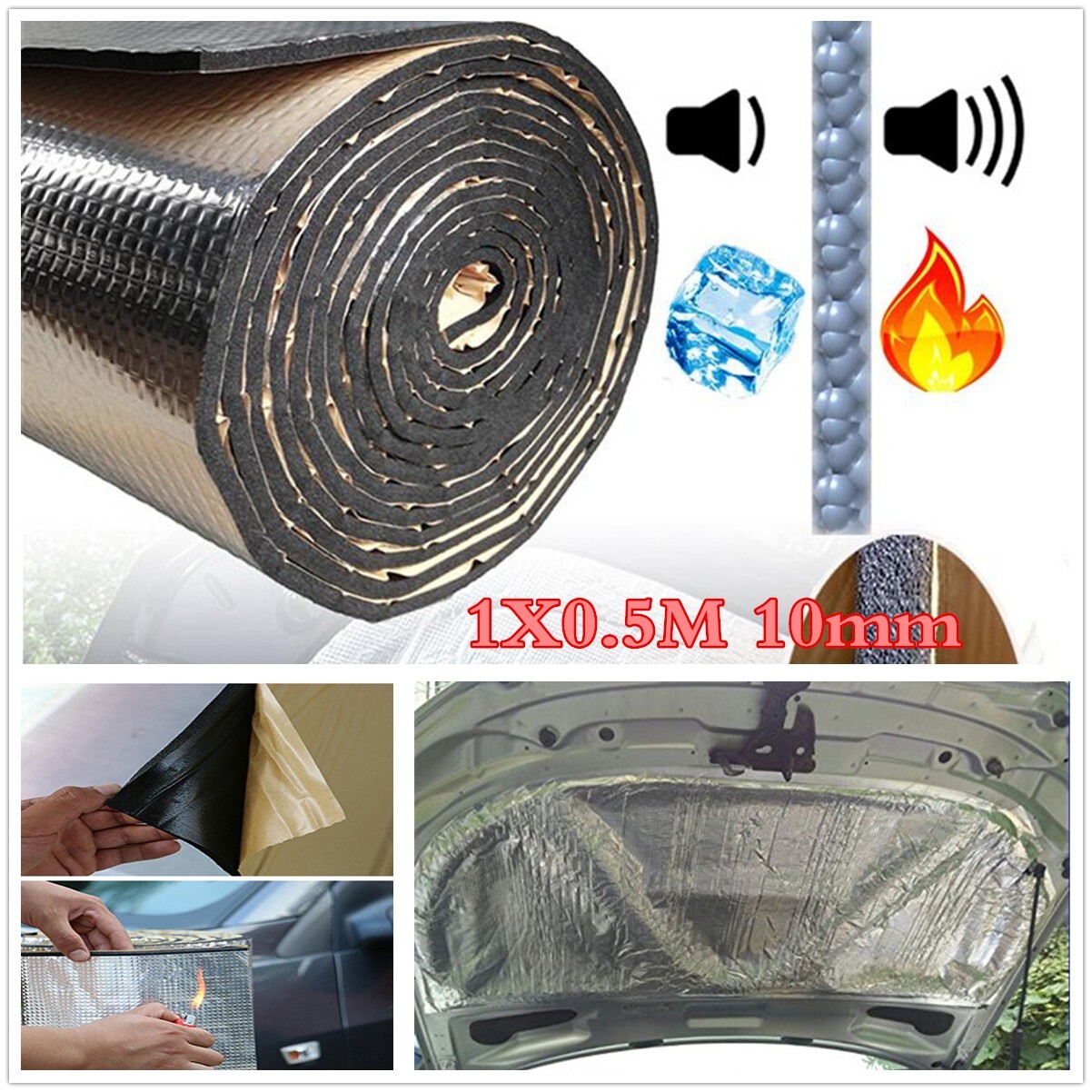 Heat Shield Sound Deadening Noise Pad Mat For Car Engine Hood Insulation Trim