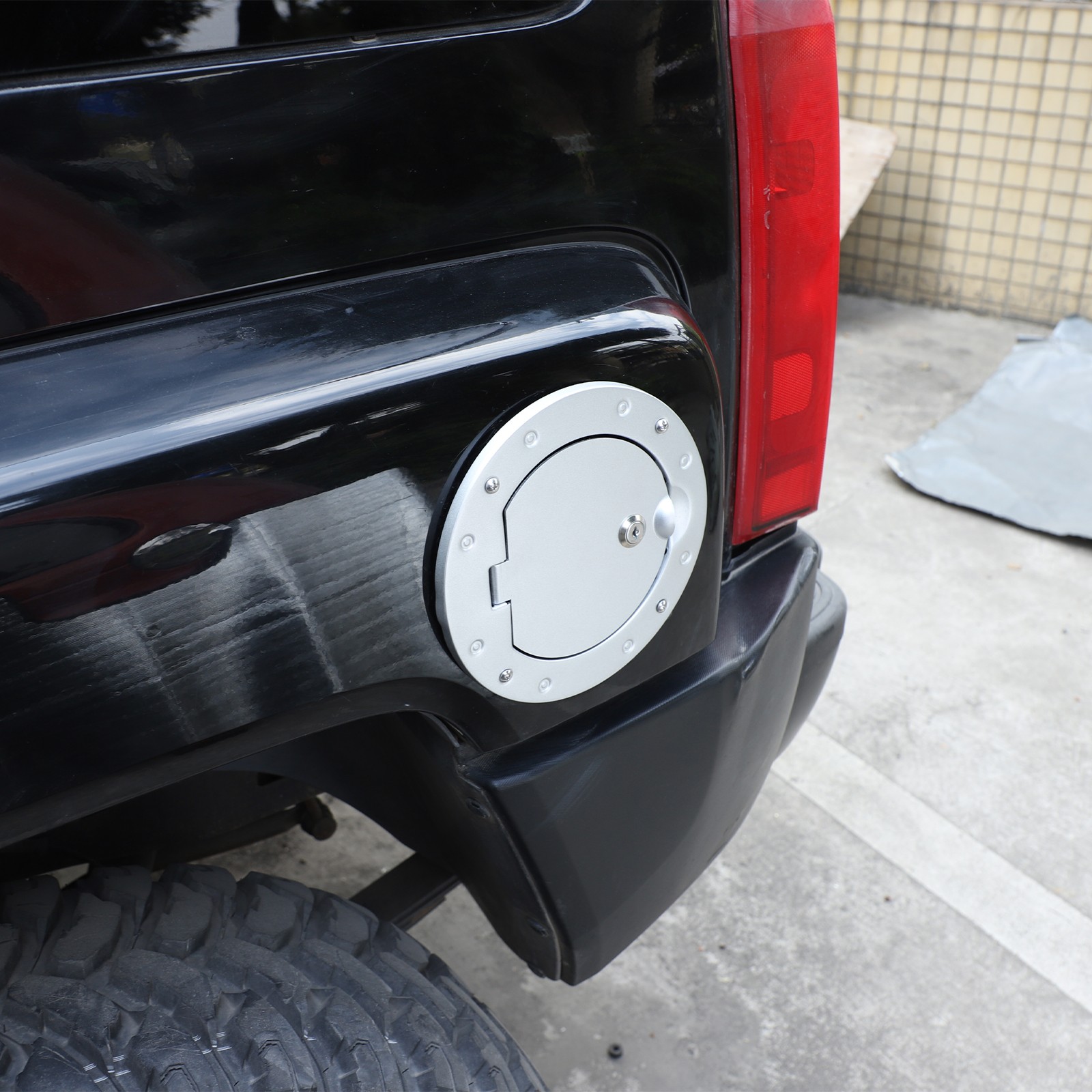 Alloy Fuel Filler Door Cover Gas Tank Cap w/keys Lock For Hummer H3 05-09 Sliver