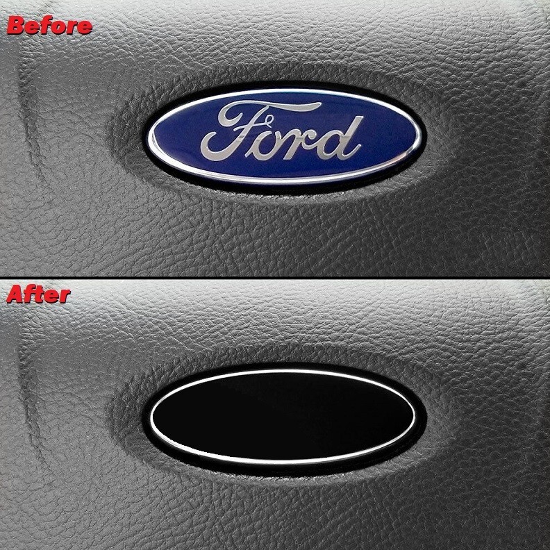 Gloss Black Vinyl Steering Wheel Emblem Overlay Decal For Ford F150 F250 F350