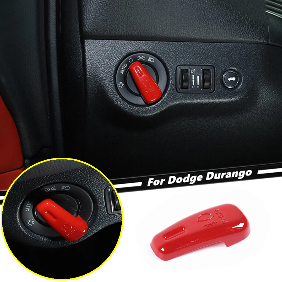 Fit for Dodge Durango 11-20 Red Interior Headlight Switch Knob Adjust Cover Trim