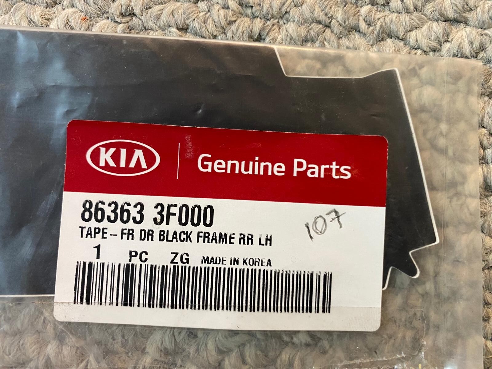 Genuine OEM Kia Black Out Tape (Left, Front, Rear) 86363-3F000(Brand New Sealed)