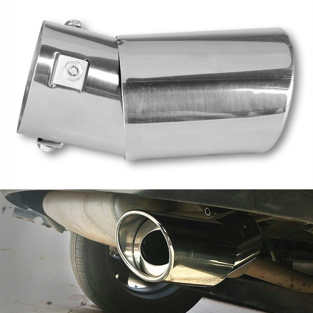 Chrome Car Stainless Steel Rear Exhaust Pipe TRIM Tail Muffler Tip Round Tip EAK