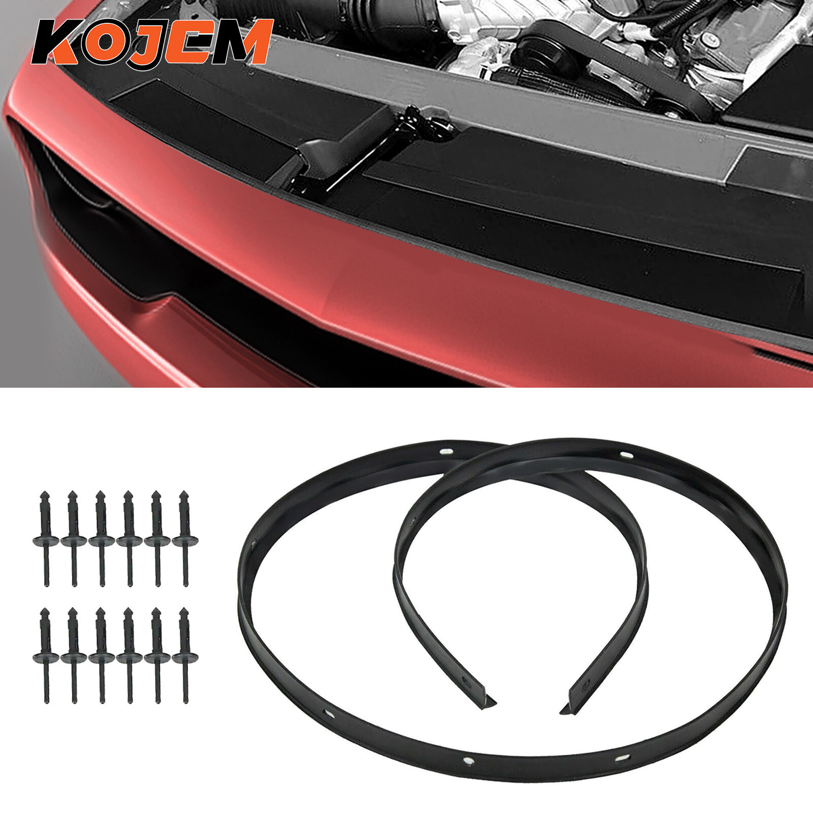 Front Hood Bumper Weatherstrip Seal & Rivets Fits Dodge Challenger 2008-2022