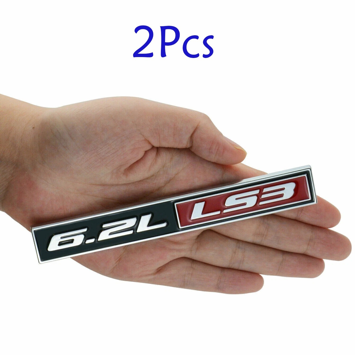 2pc chrome black red emblem badge for 6.2l v8 engine ls3