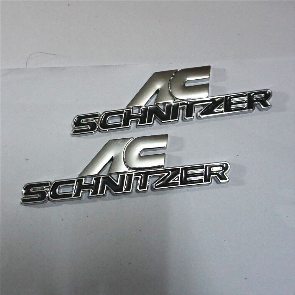 Black Silver Chrome AC SCHNITZER Metal Grille Emblem + Decal Sticker Badge Motor